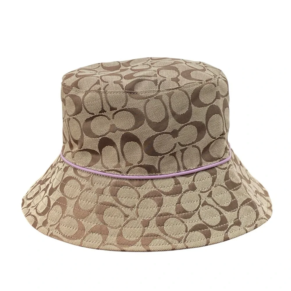 Coach Print Bucket Hat Lavender Flower Women's Size M/L Khaki/Multi F8D851 - Picture 2 of 8